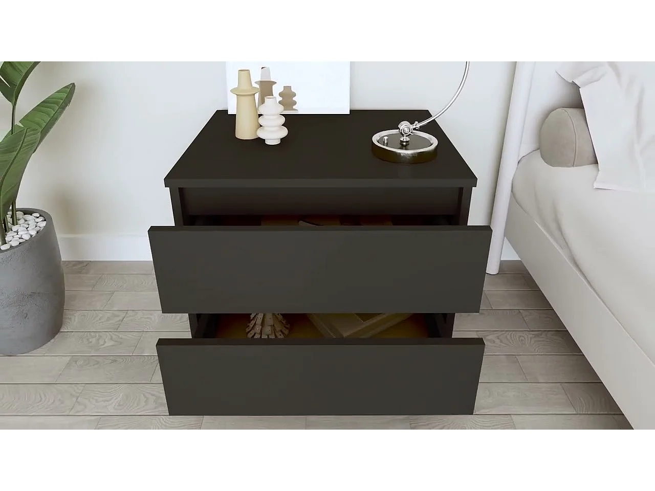 Tables de chevet 2 pcs Noir 50x39x43,5 cm Aggloméré