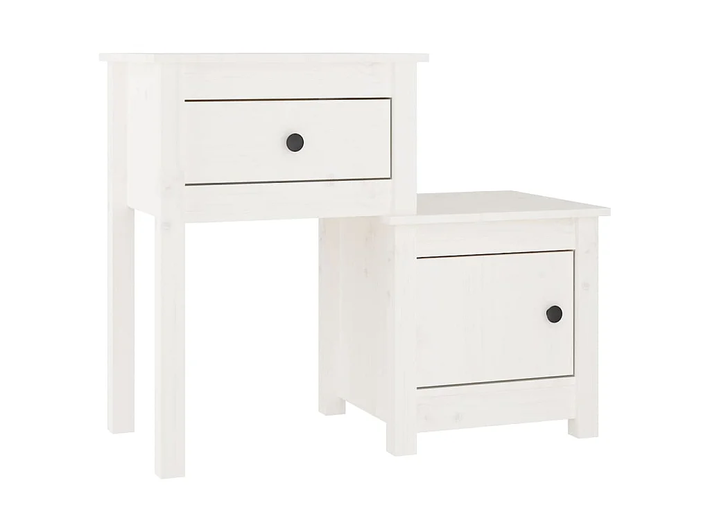 Nachttisch Weiß 79,5x38x65,5 cm Massivholz Kiefer