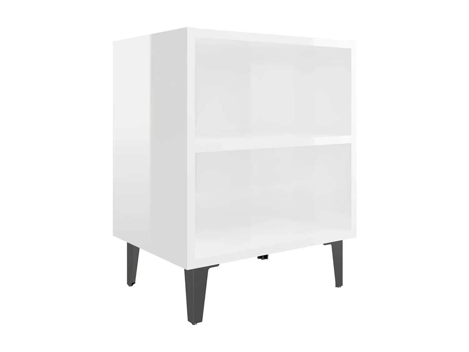 Nachtkastje met metalen poten 40x30x50 cm hoogglans wit