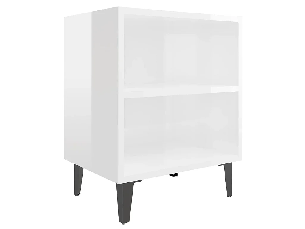 Nachtkastje met metalen poten 40x30x50 cm hoogglans wit