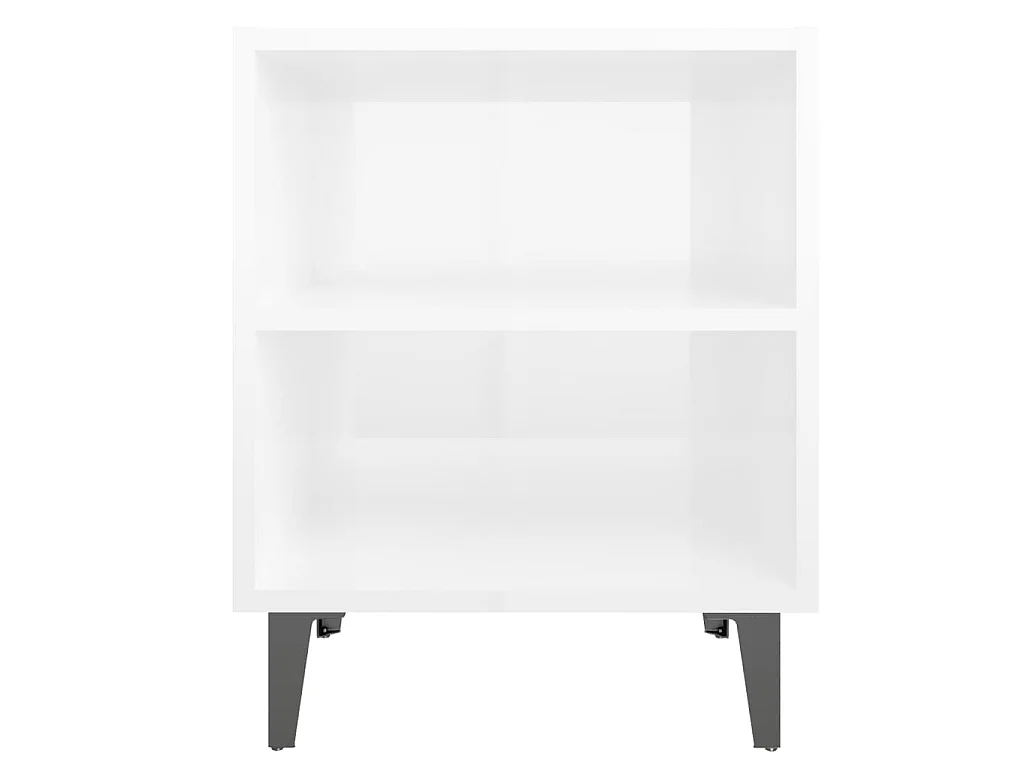 Nachtkastje met metalen poten 40x30x50 cm hoogglans wit