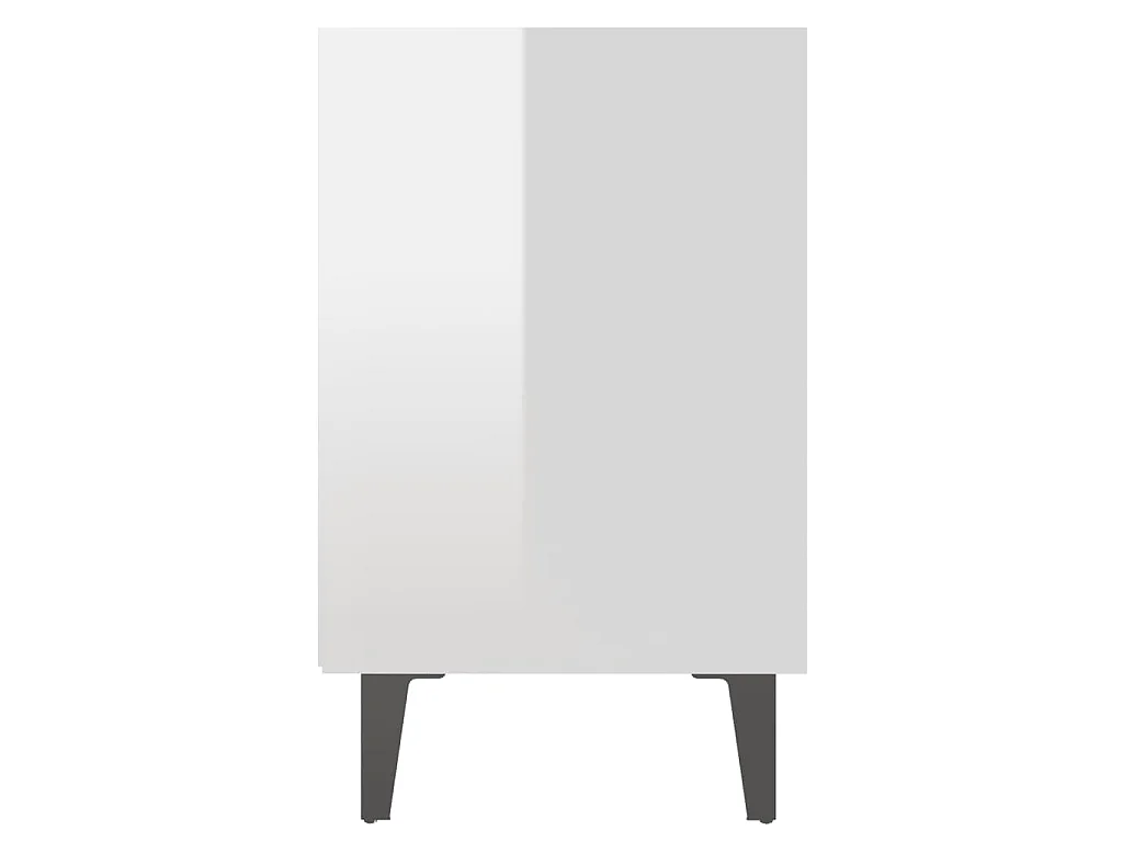 Nachtkastje met metalen poten 40x30x50 cm hoogglans wit