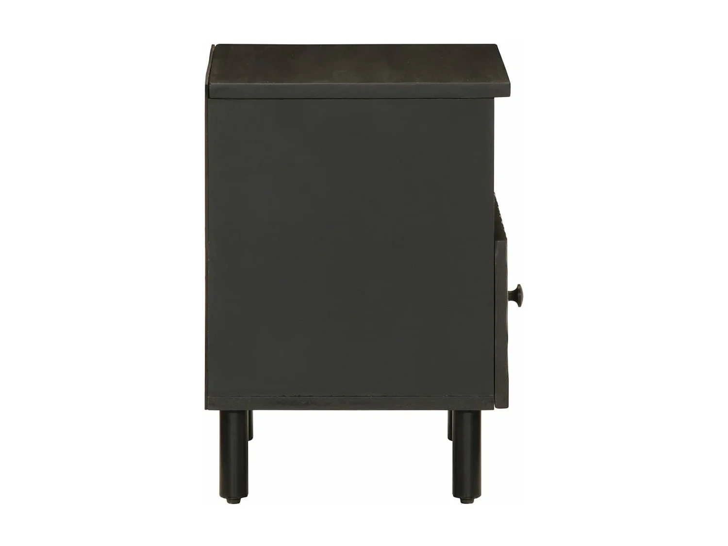 Comodini 2pz Neri 40x33x46 cm in Legno Massello di Mango