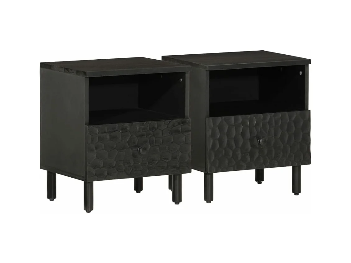 Nachtkastjes 2 st 40x33x46 cm massief mangohout zwart