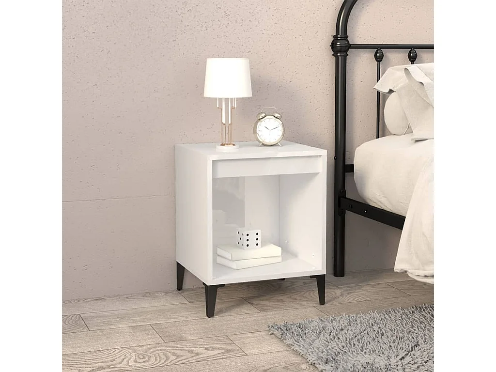 Table de chevet Blanc brillant 40x35x50 cm