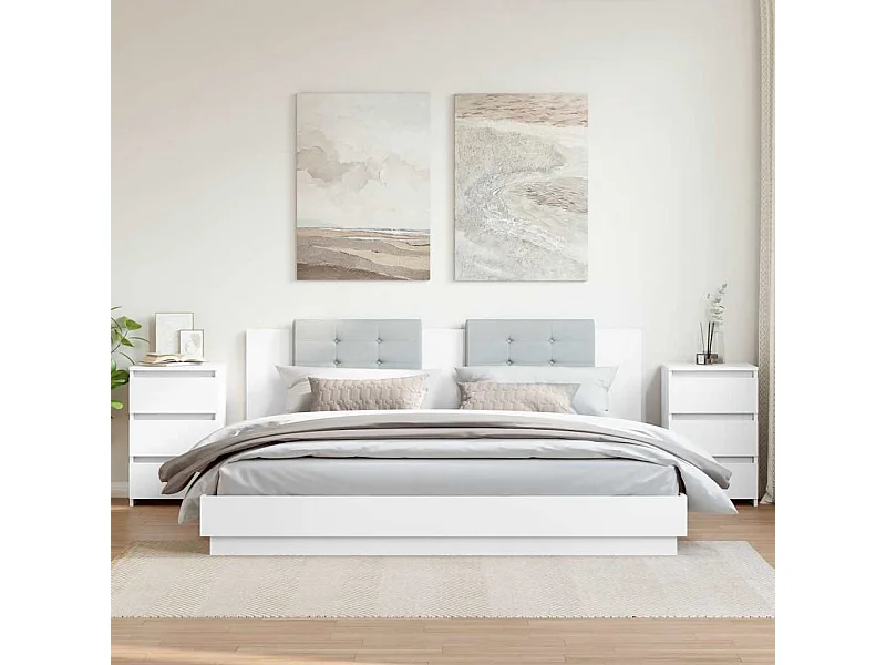 Comodini 2 pz Bianchi 40x35x62,5 cm in Legno Multistrato