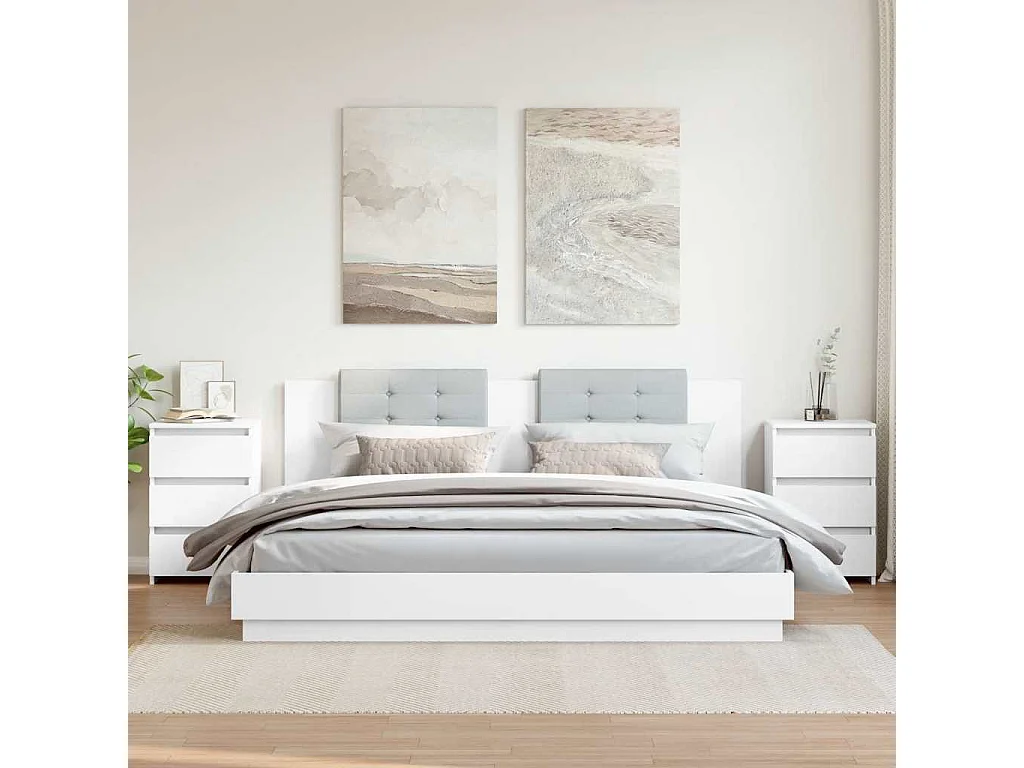 Comodini 2 pz Bianchi 40x35x62,5 cm in Legno Multistrato