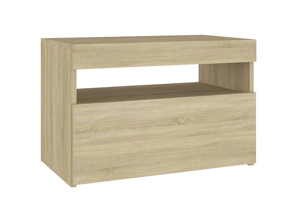 Comodino con Luci LED Sonoma 60x35x40 cm in Legno Multistrato
