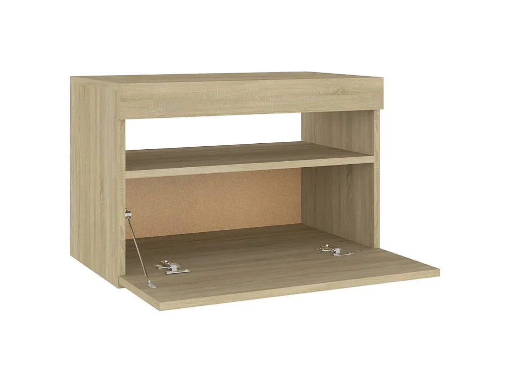 Comodino con Luci LED Sonoma 60x35x40 cm in Legno Multistrato