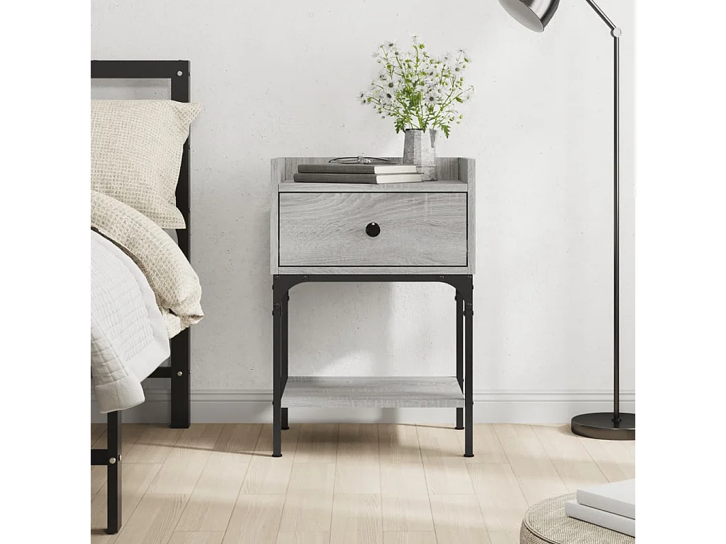 Mesita de noche madera de ingeniería gris Sonoma 40,5x31x60 cm