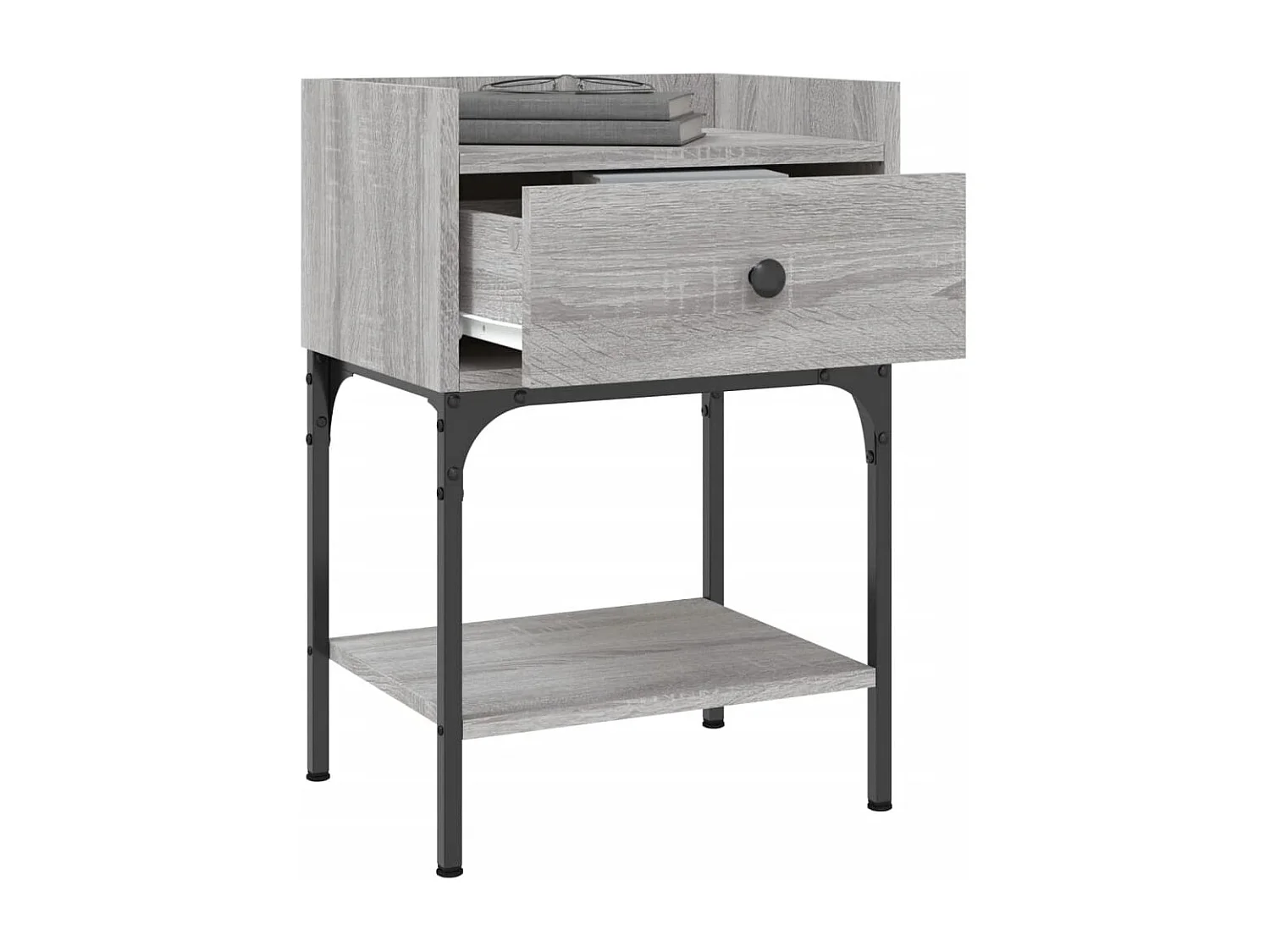 Mesita de noche madera de ingeniería gris Sonoma 40,5x31x60 cm