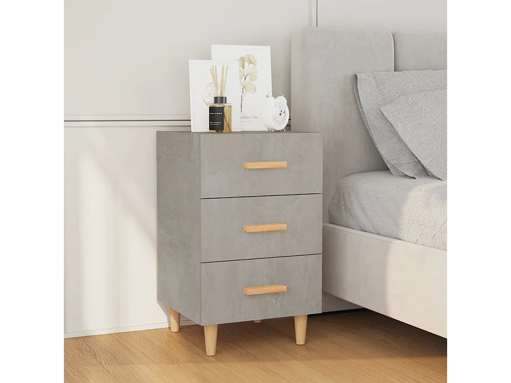 Comodino Grigio Cemento 40x40x66 cm in Legno Multistrato