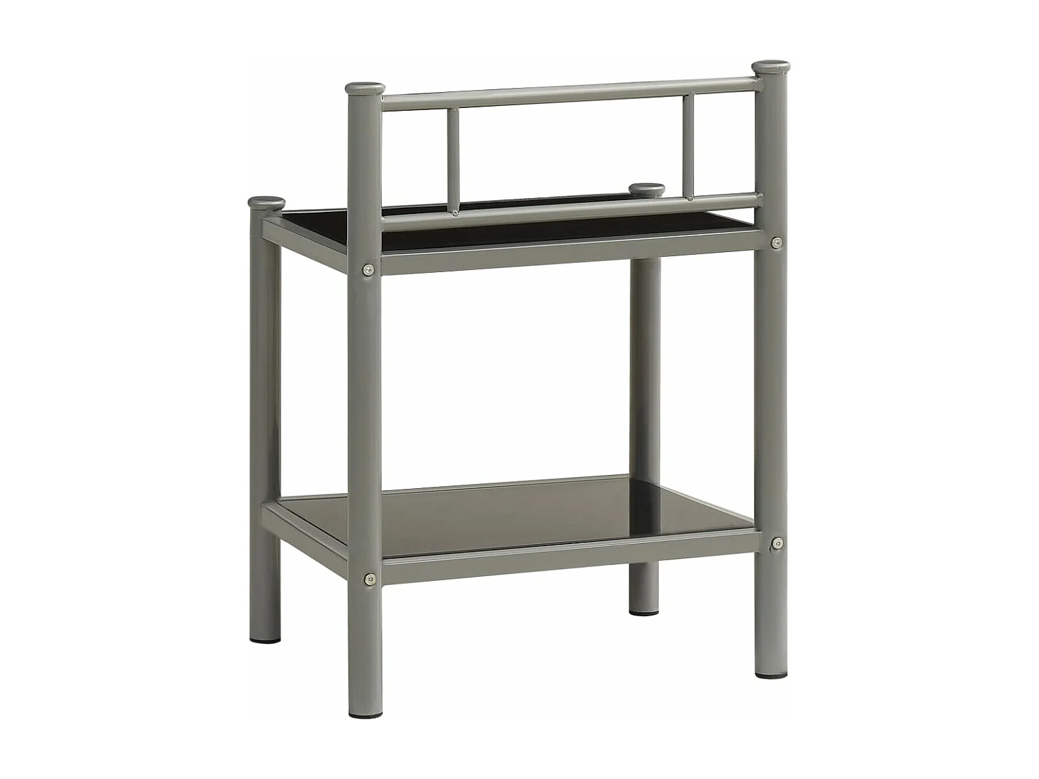 Mesas de cabeceira 2 pcs metal cinzento e vidro preto