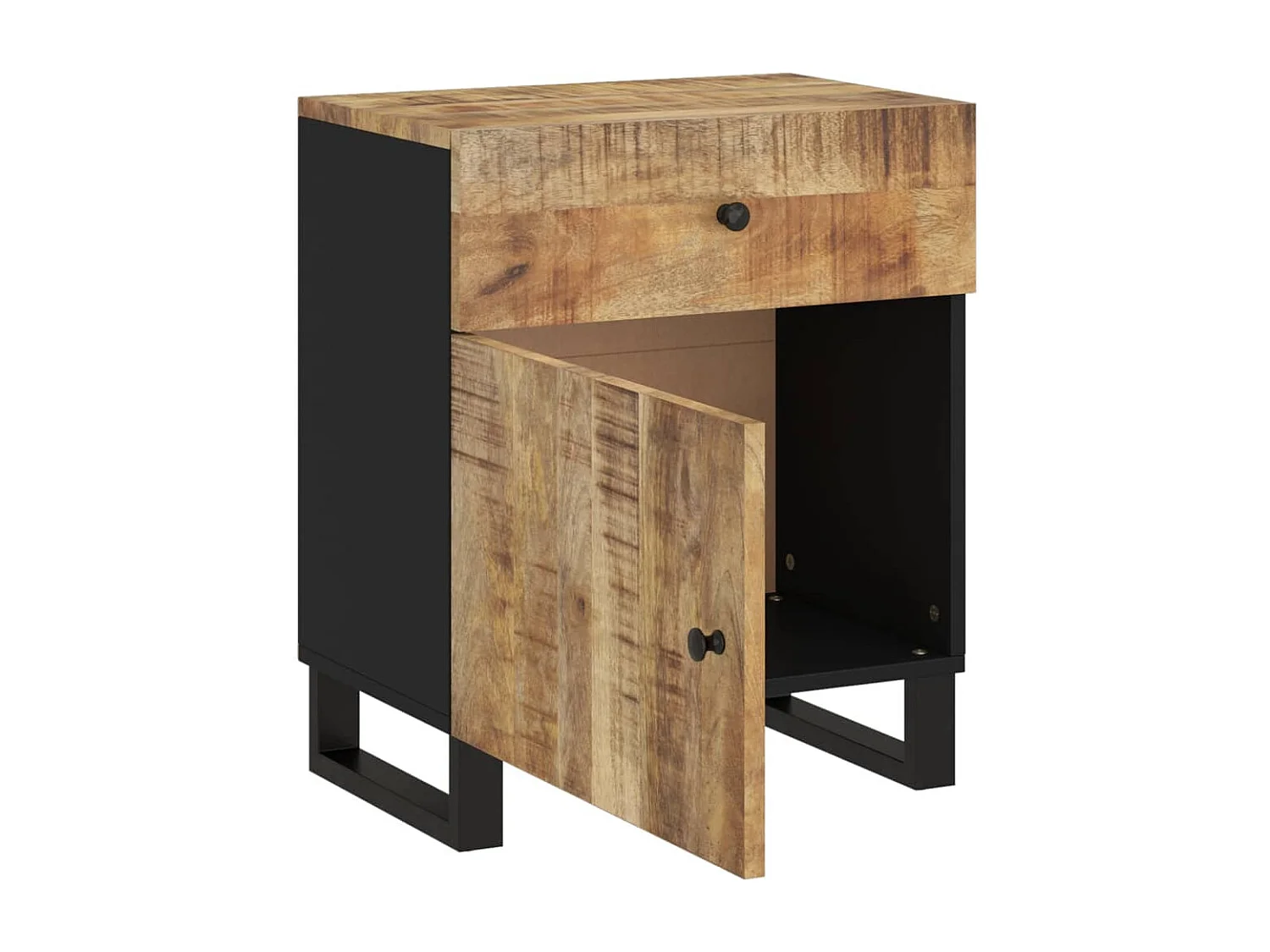 Comodino 50x33x60cm Legno Massello di Mango e Legno Multistrato