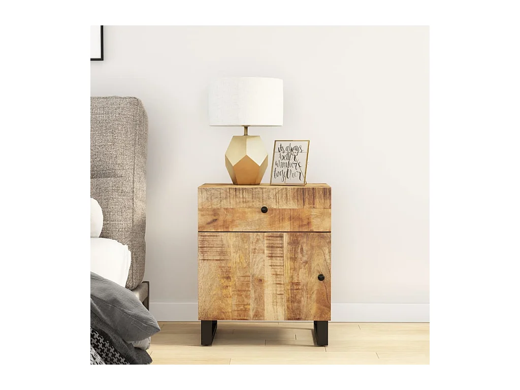 Nachtkastjes 50x33x60 cm massief mangohout en bewerkt hout