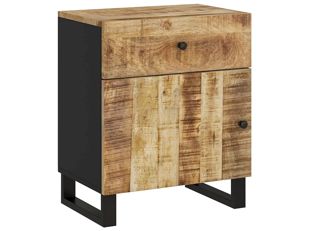 Nachttisch 50x33x60 cm Massivholz Mango & Holzwerkstoff