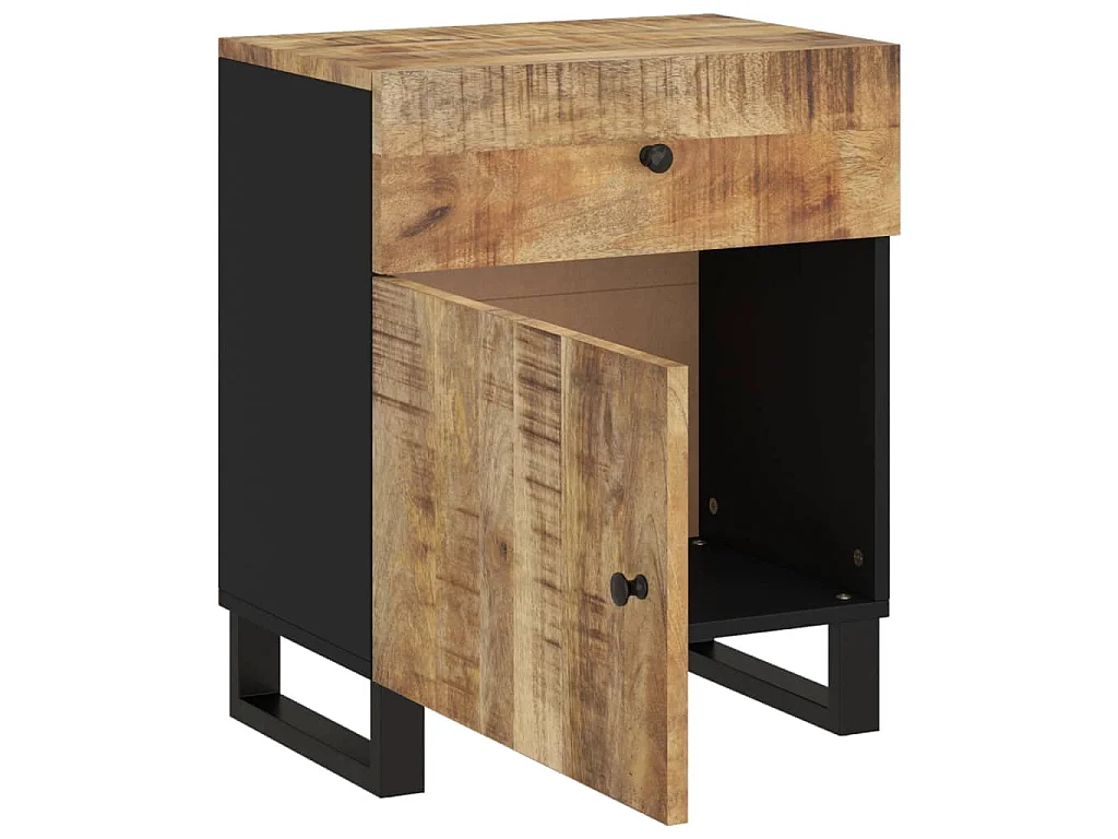 Nachttisch 50x33x60 cm Massivholz Mango & Holzwerkstoff