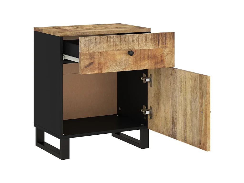 Nachttisch 50x33x60 cm Massivholz Mango & Holzwerkstoff