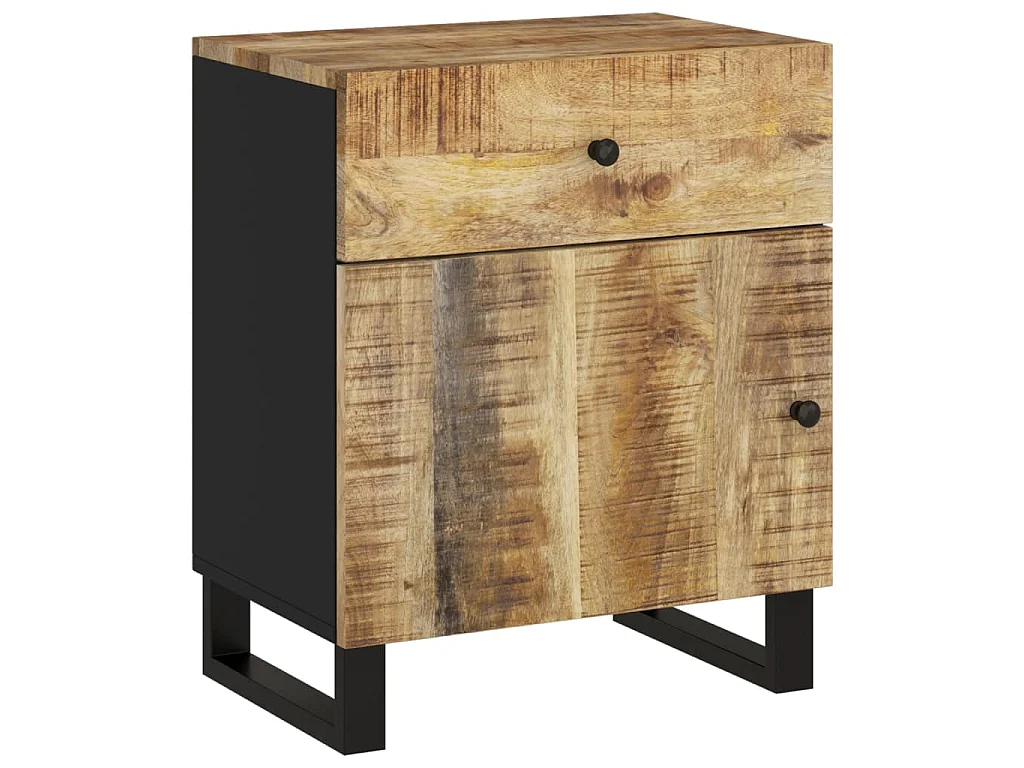 Nachttisch 50x33x60 cm Massivholz Mango & Holzwerkstoff