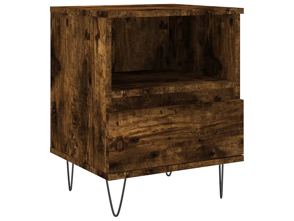 Table de chevet chêne fumé 40x35x50 cm bois d’ingénierie