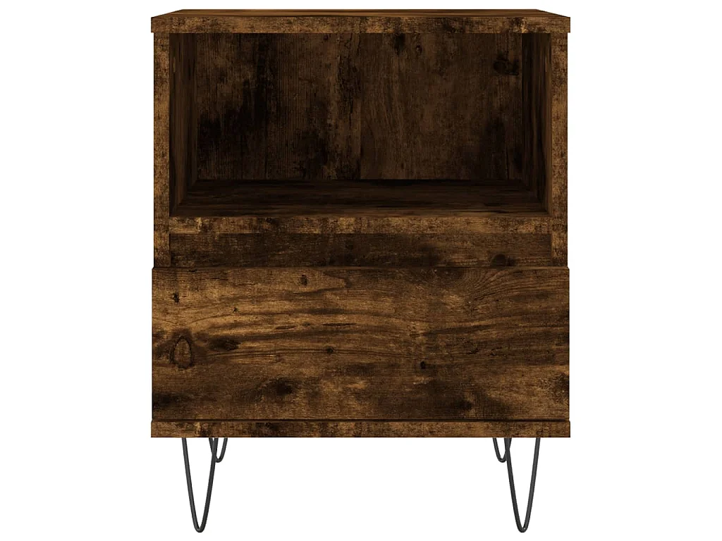 Table de chevet chêne fumé 40x35x50 cm bois d’ingénierie