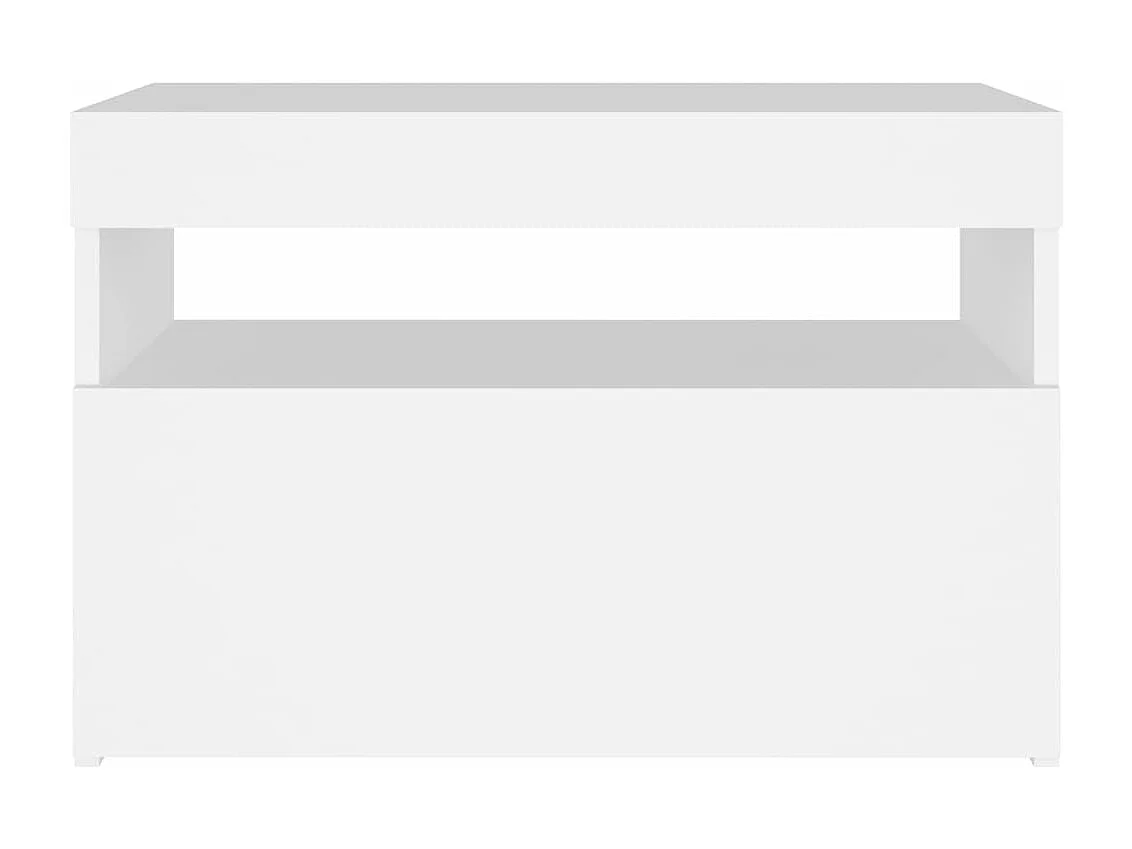 Nachtkastje met LED-verlichting 60x35x40 cm bewerkt hout wit