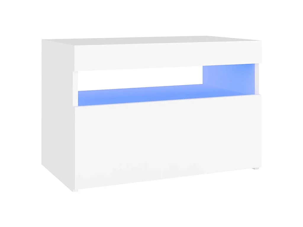 Mesa de cabeceira & luzes LED 60x35x40 cm deriv. madeira branco