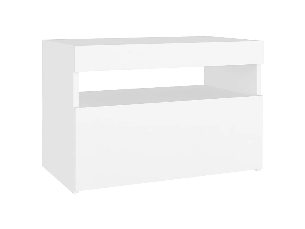 Mesa de cabeceira & luzes LED 60x35x40 cm deriv. madeira branco
