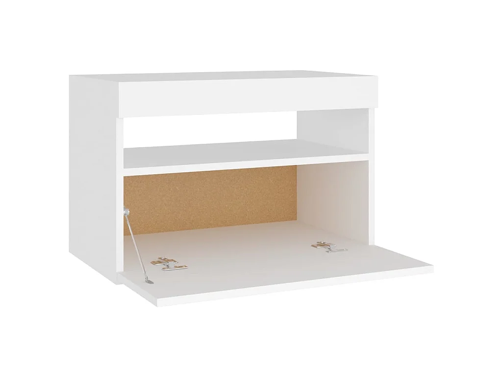Mesa de cabeceira & luzes LED 60x35x40 cm deriv. madeira branco