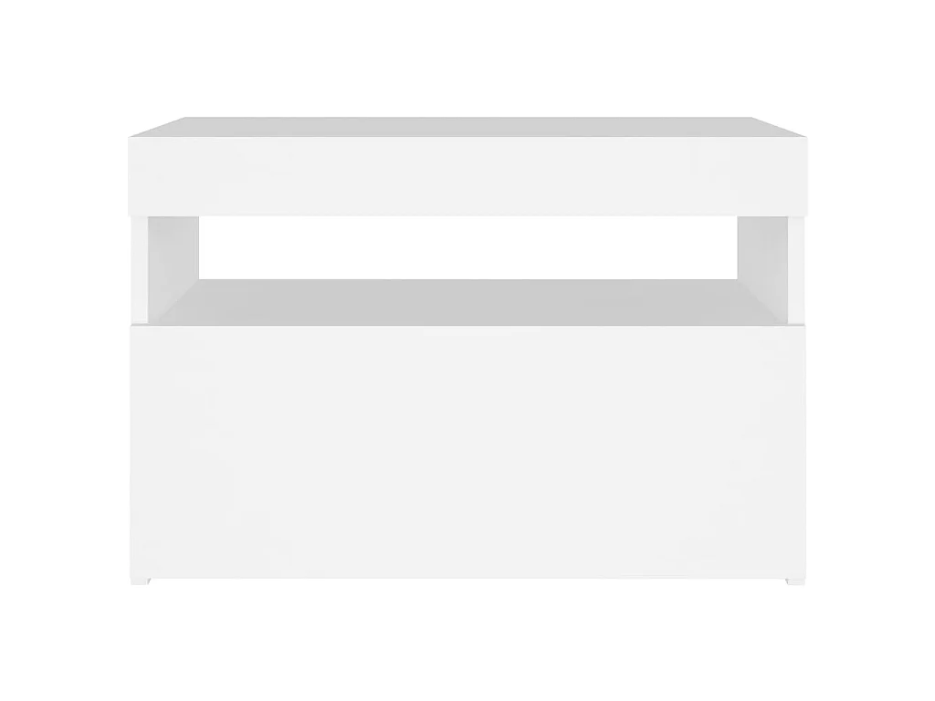 Mesa de cabeceira & luzes LED 60x35x40 cm deriv. madeira branco