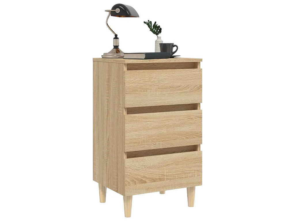 Table de chevet avec pieds en bois chêne sonoma 40x35x69 cm
