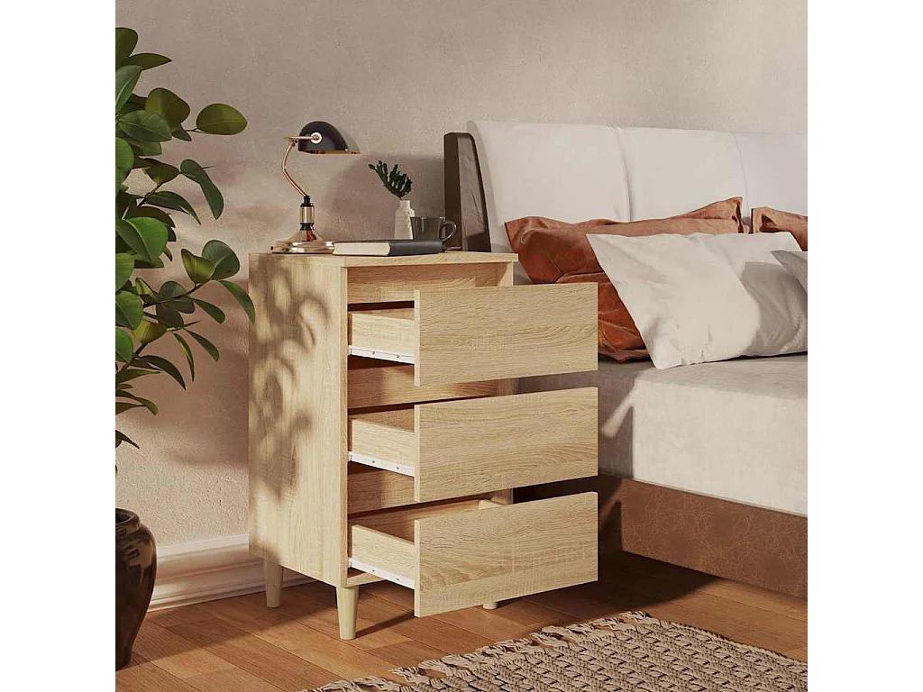 Table de chevet avec pieds en bois chêne sonoma 40x35x69 cm