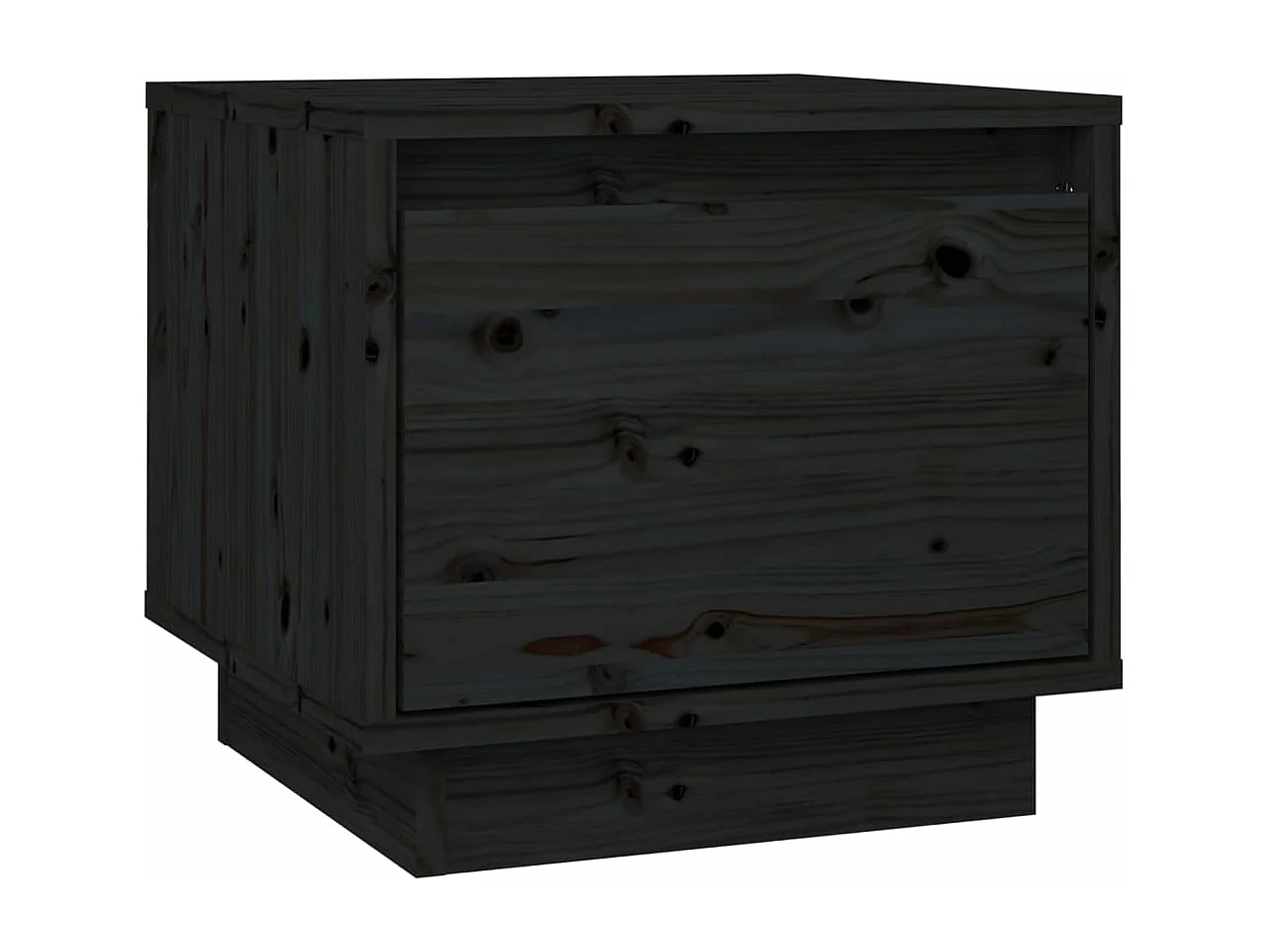 Nachttisch Schwarz 35x34x32 cm Massivholz Kiefer