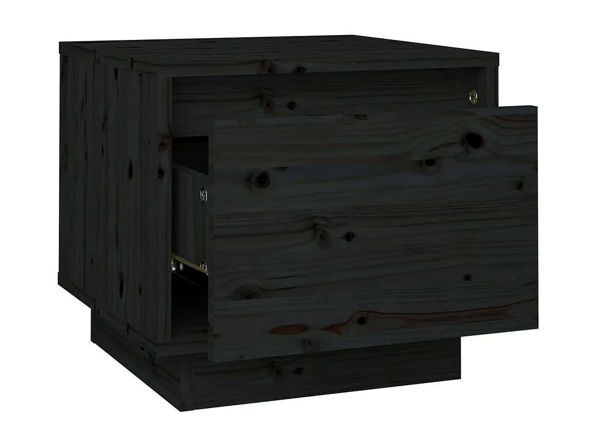 Nachttisch Schwarz 35x34x32 cm Massivholz Kiefer