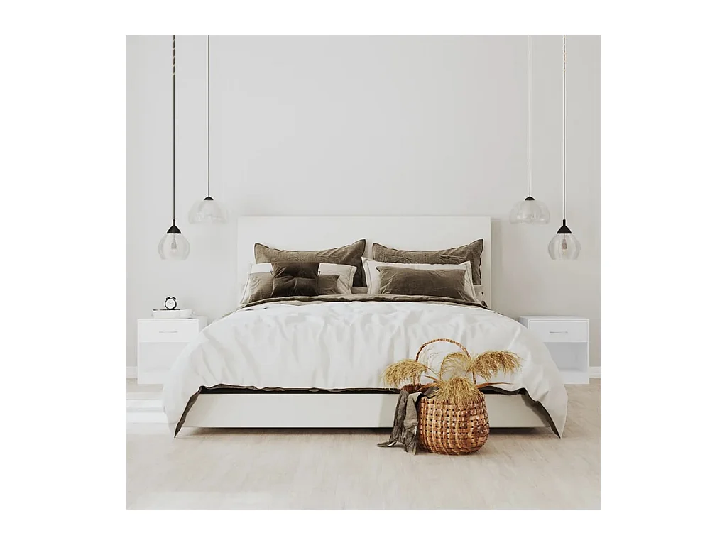 Table de chevet 2 pcs avec tiroir Blanc