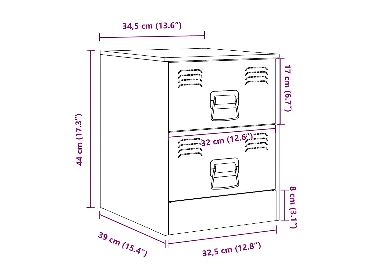 Tables de chevet 2 pcs anthracite 34,5x39x44 cm acier