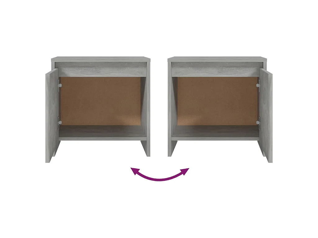 Nachtkastjes 2 st 45x34x44,5 cm bewerkt hout betongrijs