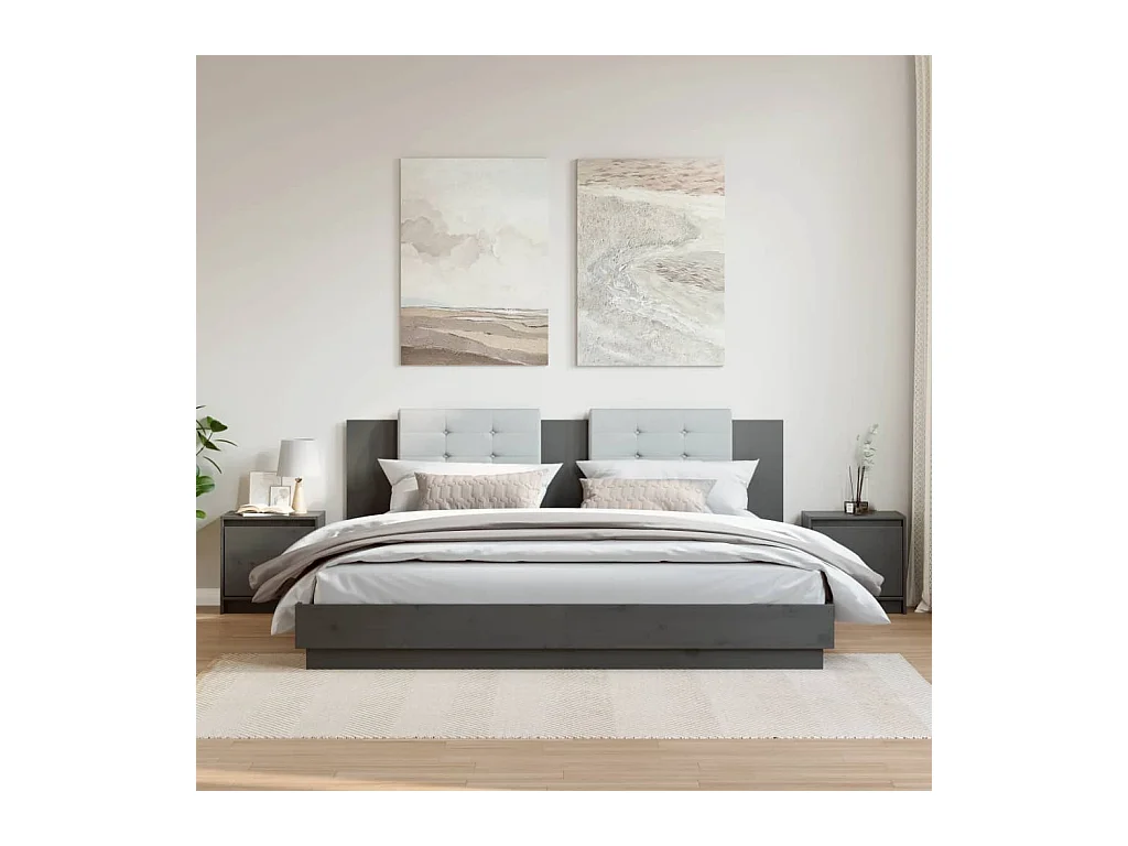 Tables de chevet 2 pcs Gris 40x30,5x40 cm Bois de pin massif