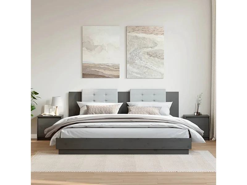 Nachtkastjes 2st 40x30,5x40 cm massief grenenhout grijs