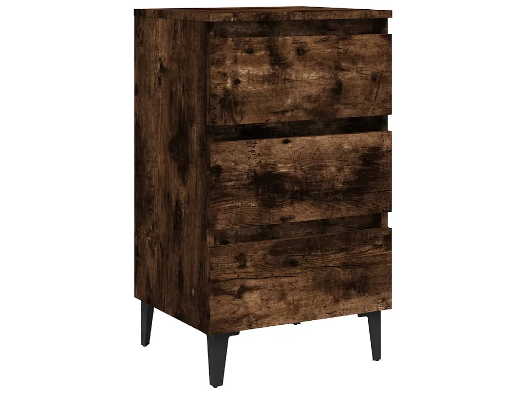 Mesa cabeceira pernas de metal 40x35x69 cm cor carvalho fumado