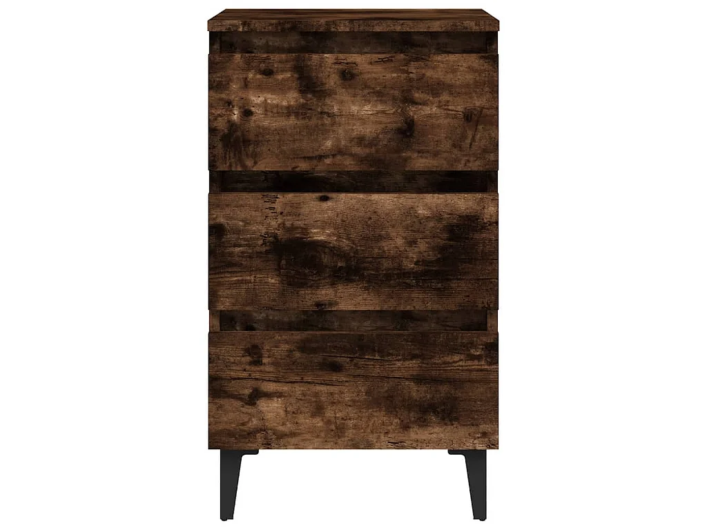 Mesa cabeceira pernas de metal 40x35x69 cm cor carvalho fumado
