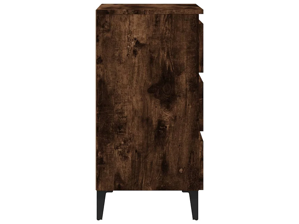 Mesa cabeceira pernas de metal 40x35x69 cm cor carvalho fumado
