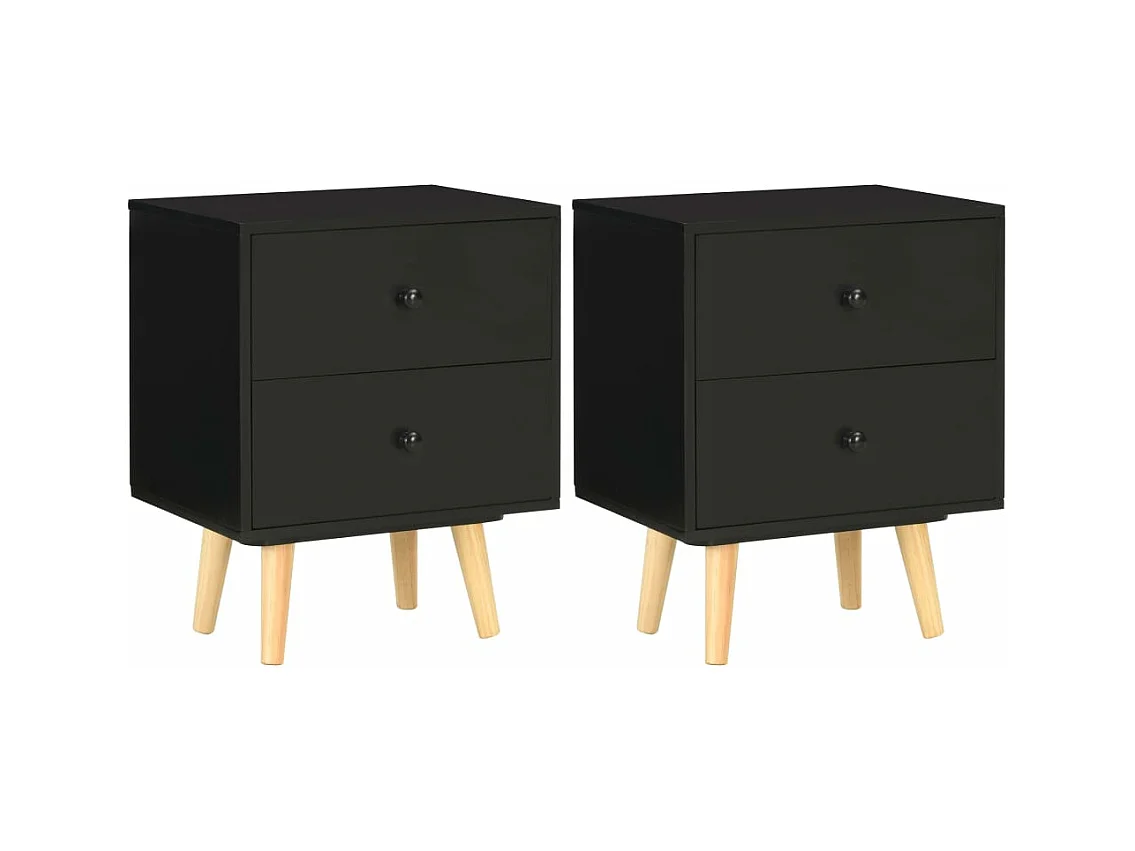 Tables de chevet 2 pcs Noir 40 x 30 x 50 cm Pin massif