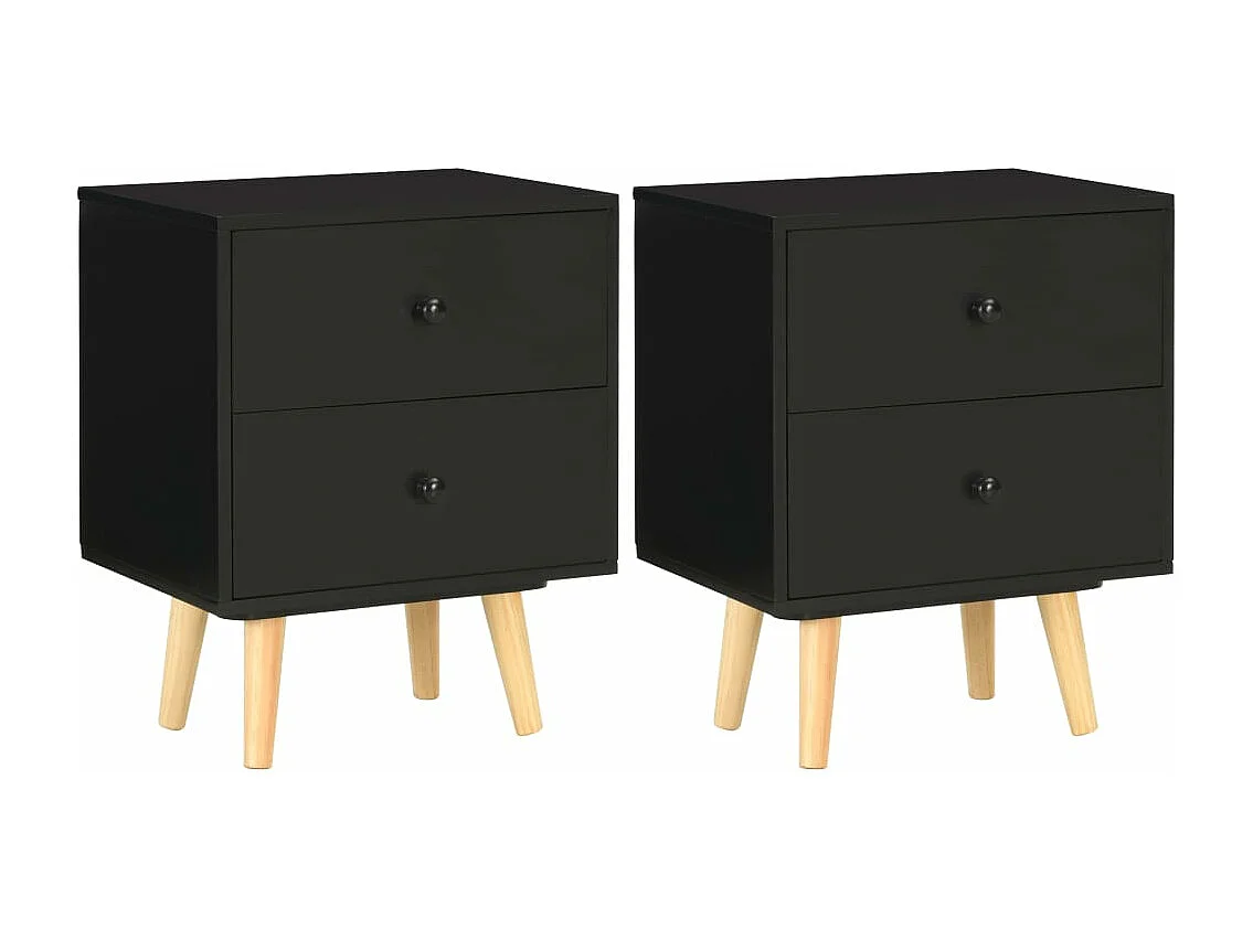 Tables de chevet 2 pcs Noir 40 x 30 x 50 cm Pin massif