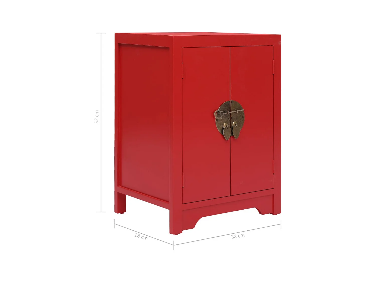 Mesa de cabeceira 38x28x52 cm madeira de paulownia vermelho