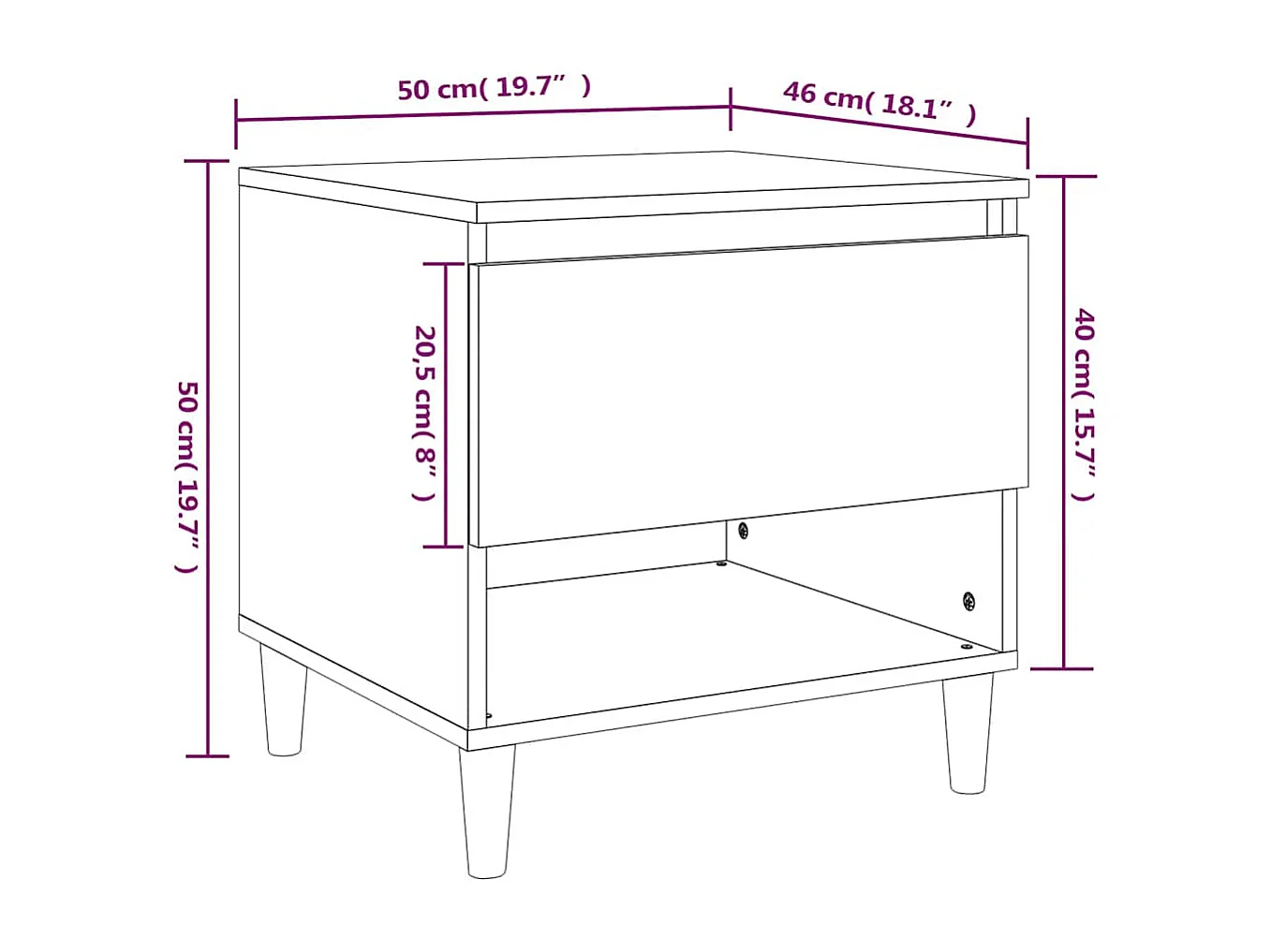 Nachttisch Grau Sonoma 50x46x50 cm Holzwerkstoff
