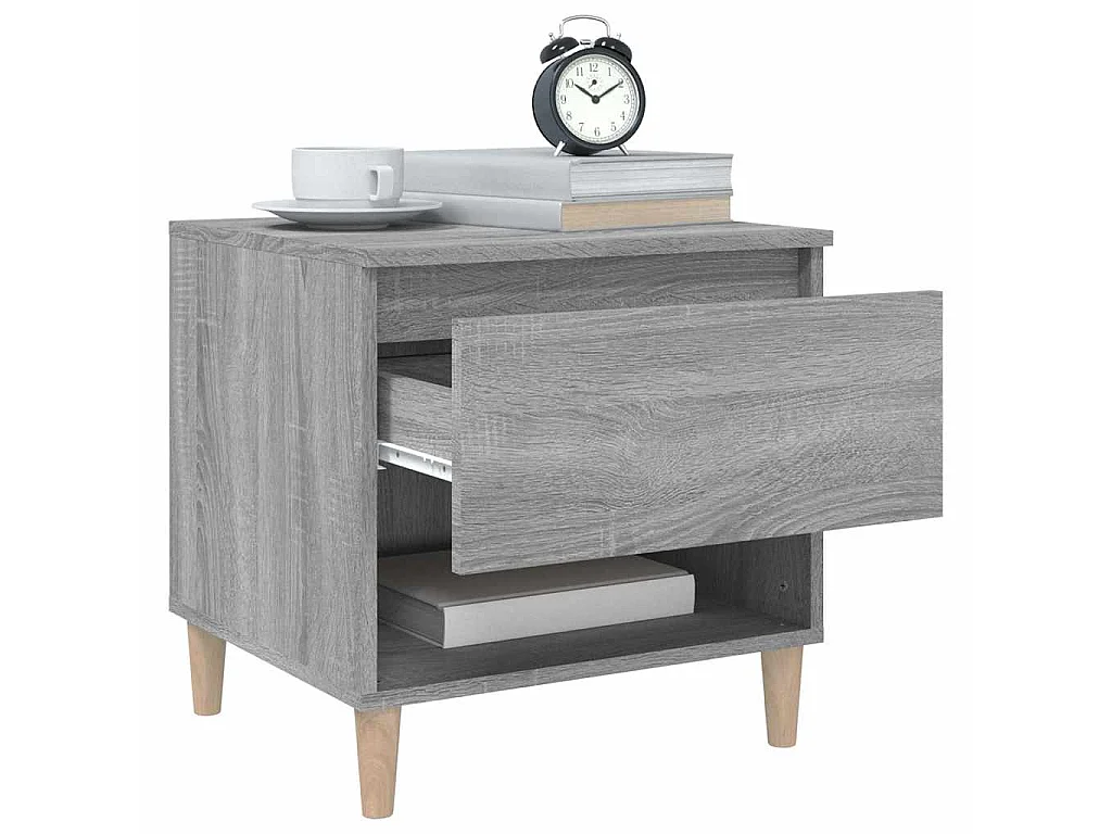 Nachtkastje 50x46x50 cm bewerkt hout grijs sonoma eikenkleur