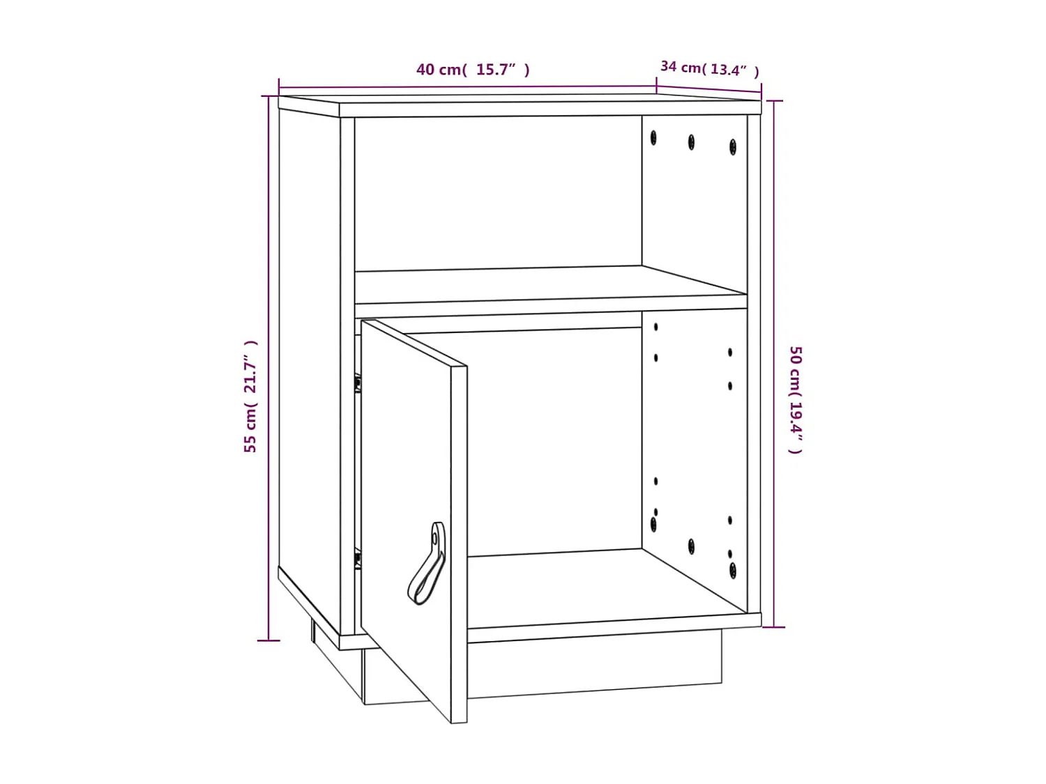Nachtkastjes 2 st 40x34x55 cm massief grenenhout wit