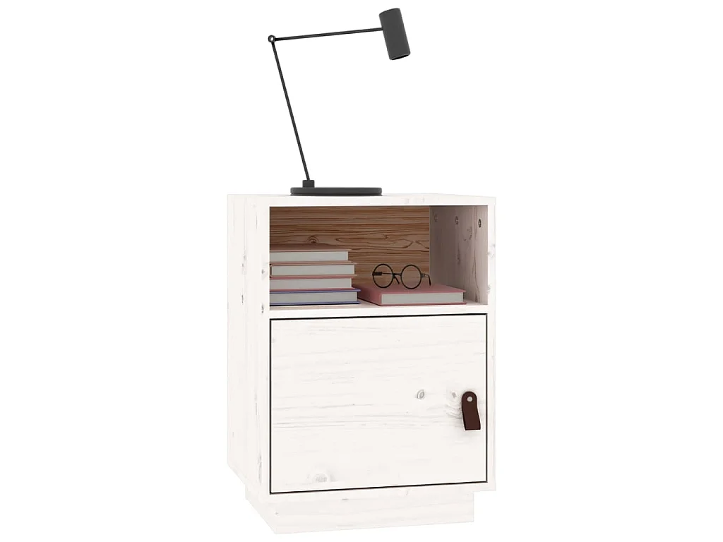Comodini Bianchi 2 pz 40x34x55 cm in Legno Massello di Pino
