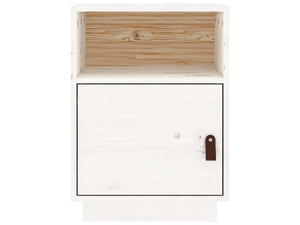 Comodini Bianchi 2 pz 40x34x55 cm in Legno Massello di Pino